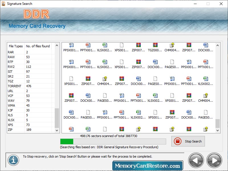 Screenshot of Card Data Restore Software 5.4.6.9
