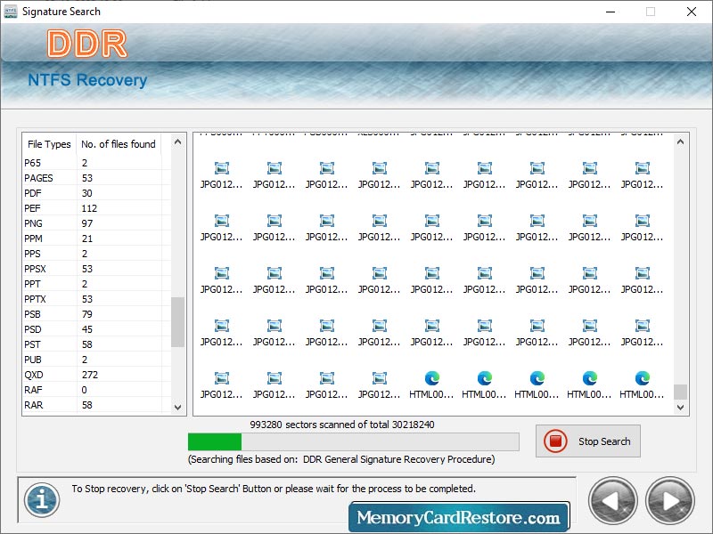 Screenshot of NTFS Data Restore