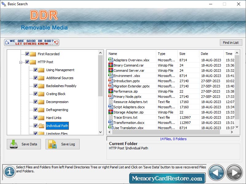 Removable Media Restore Software screenshot