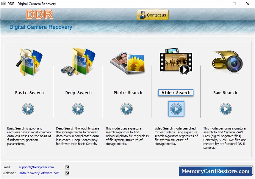 Digital Camera Data Recovery Software restores lost photos and videos