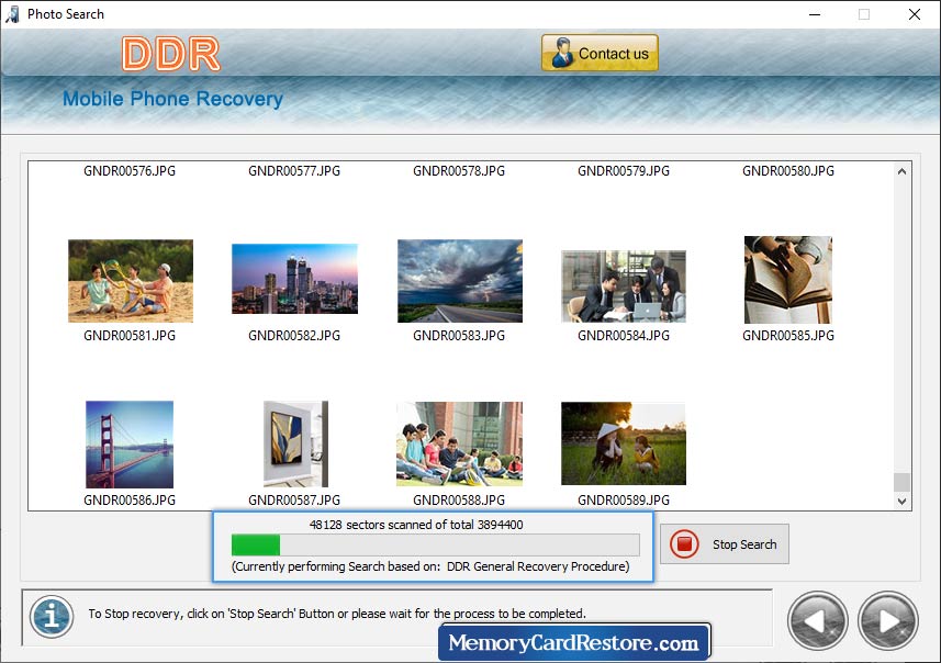 Mobile Phone Data Recovery Software Screenshots shows how to get back